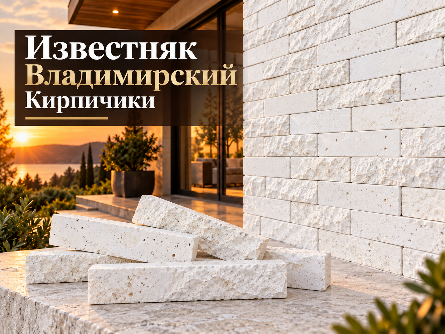 Известняк Владимирский Кирпичики — натуральный белый облицовочный камень с гладкой и рельефной фактурой для отделки стен, фасадов и цоколей.