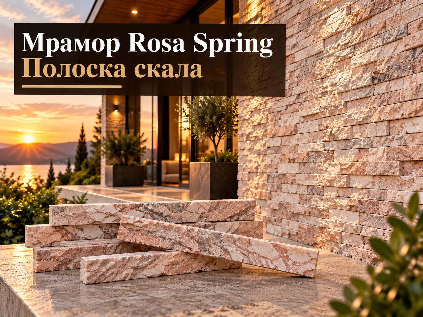 Мрамор Rosa Spring «Полоска скала»: розовый камень для отделки